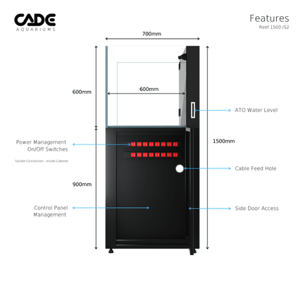 CADE Reef S2 Classic 1500 (Black/White) (150x70x60cm)