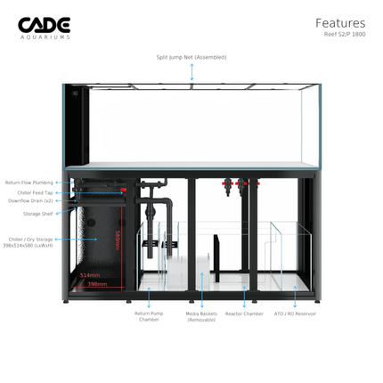 CADE Reef S2 Peninsula 1800 (Black/White) (180x80x60cm)