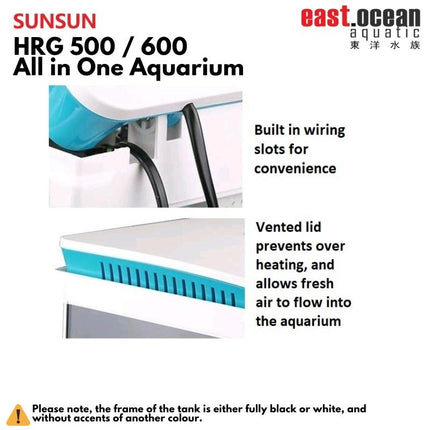 SUNSUN HRG-600 Aquarium (60cm) - Tank Only  (Black / White)