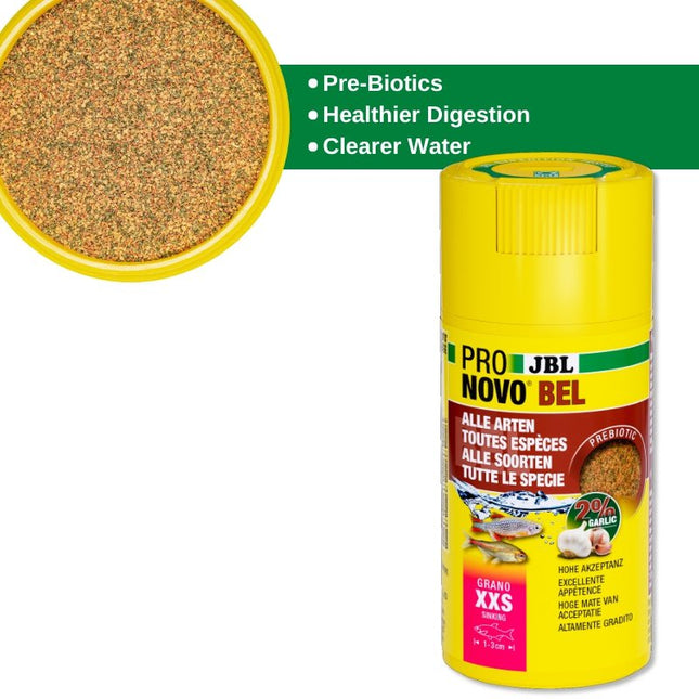 JBL ProNovo Bel Granules XXS: Tiny Fish Prebiotic Aquarium Food, High Acceptance