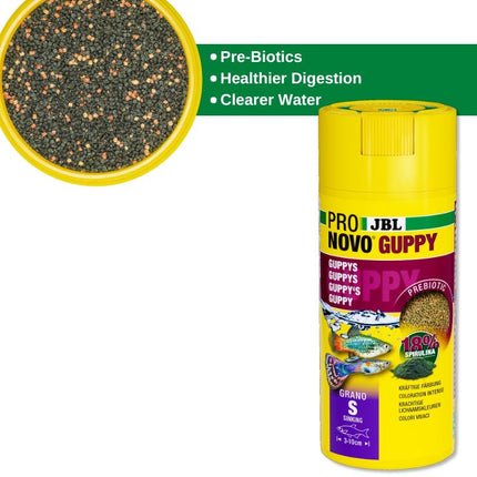 JBL ProNovo Guppy Grano S: Premium Sinking Granules, Color Enhancing for Guppies