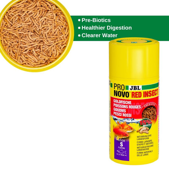 JBL ProNovo Red Insect Sticks S: Premium Goldfish Treat with Insects, Astaxanthin, Prebiotics