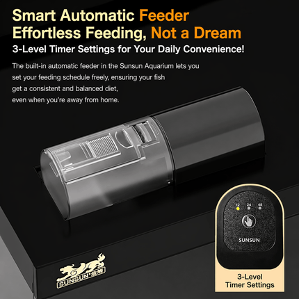 SUNSUN LEA-380/480A Black - Ultra Clear Desktop Aquarium Tank with Built-In Filter & LED Light