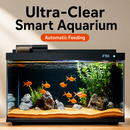 SUNSUN LEA-380/480A Black - Ultra Clear Desktop Aquarium Tank with Built-In Filter & LED Light