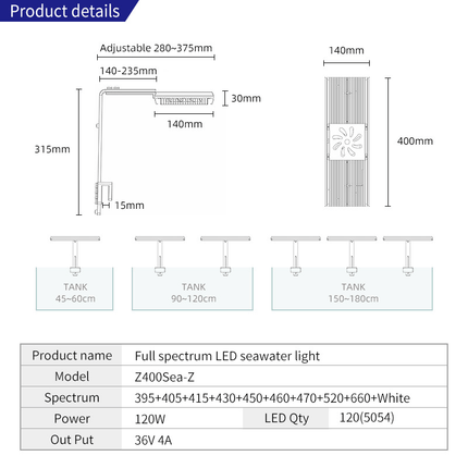 Week aqua Z400SEA Marine light (Reef LED aquarium lamp)