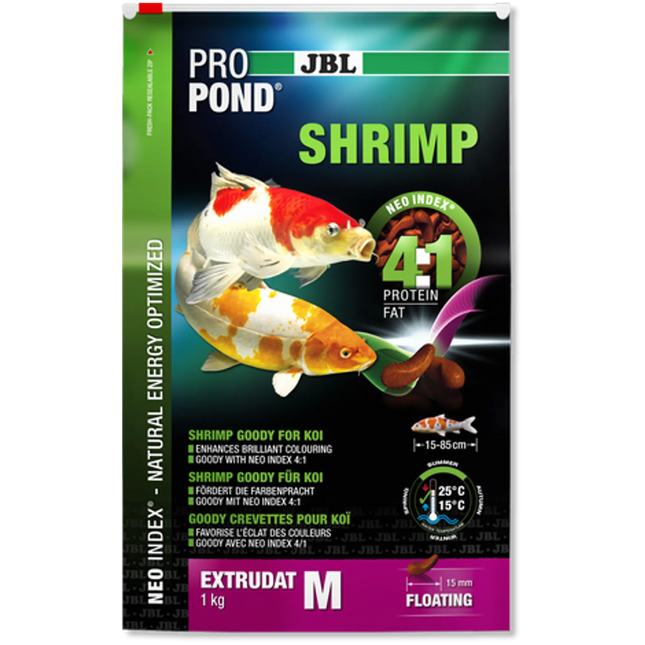 JBL ProPond Shrimp Floating Extrudate Food for Koi Fish, 3L/1kg, NEO Index Optimized Diet