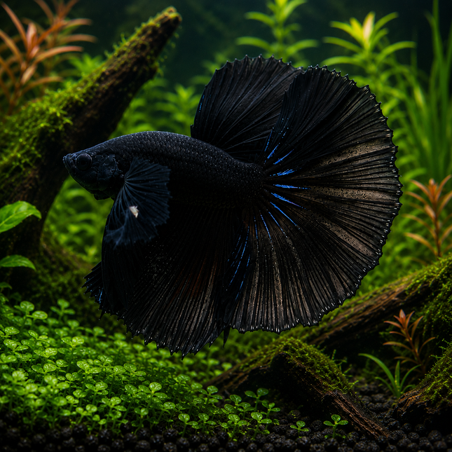 Betta male Halfmoon Black 4cm