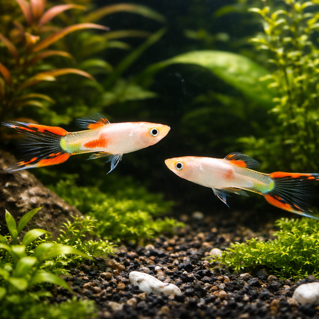 Endler guppy male Metallic silver red 2cm