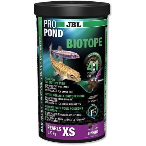 JBL ProPond Biotope XS Sinking Pellets for Small Pond Fish, Salmon, Shrimp, Spirulina, 0.53kg